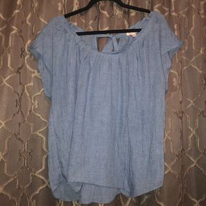 LC Lauren Conrad Soft Denim Blue Blouse